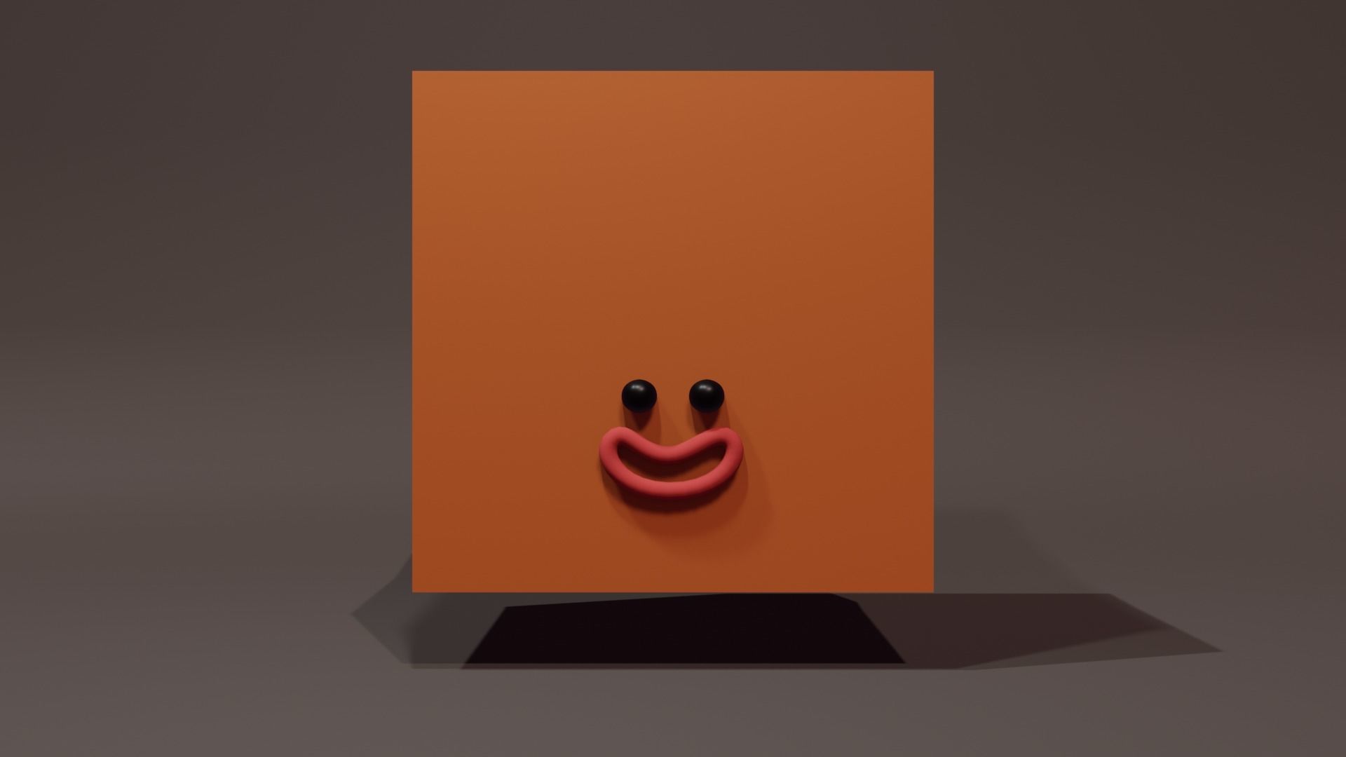 Happy Default Cube Orange - Funny Cartoon Style Lowpoly Low-poly 3D model_1