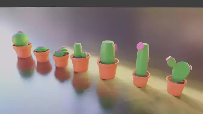 LowPoly Potted Cactus