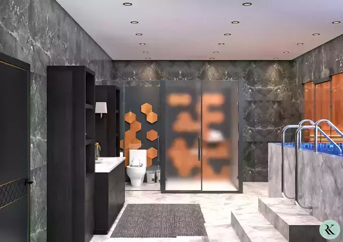 Bathroom with bathtub and shower