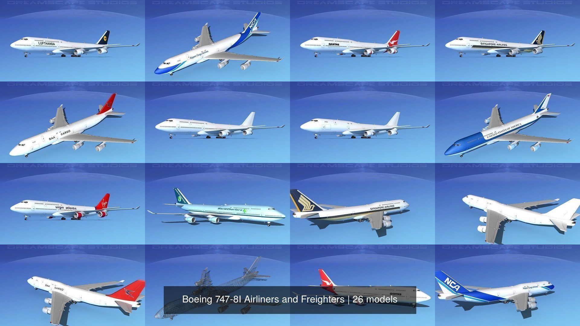 26 Boeing 747-8I Airliners and Freighters 3D Model Collection_4