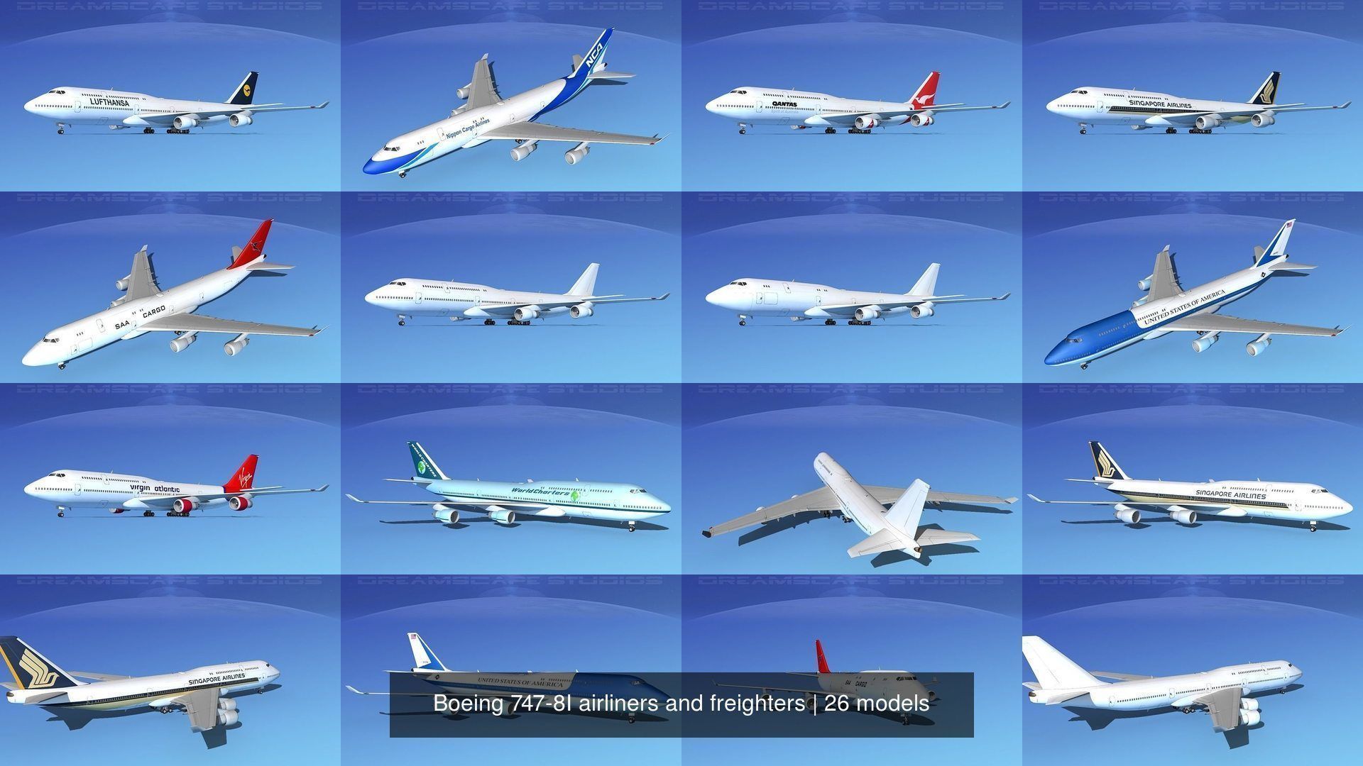 26 Boeing 747-8I Airliners and Freighters 3D Model Collection_5