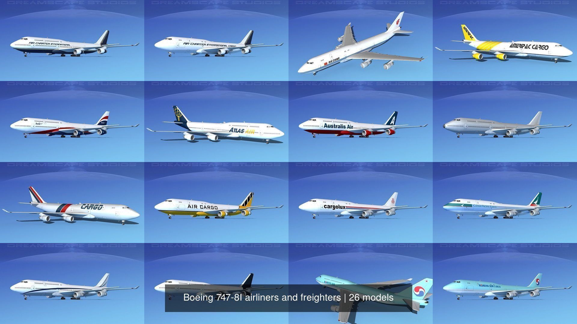 26 Boeing 747-8I Airliners and Freighters 3D Model Collection_2