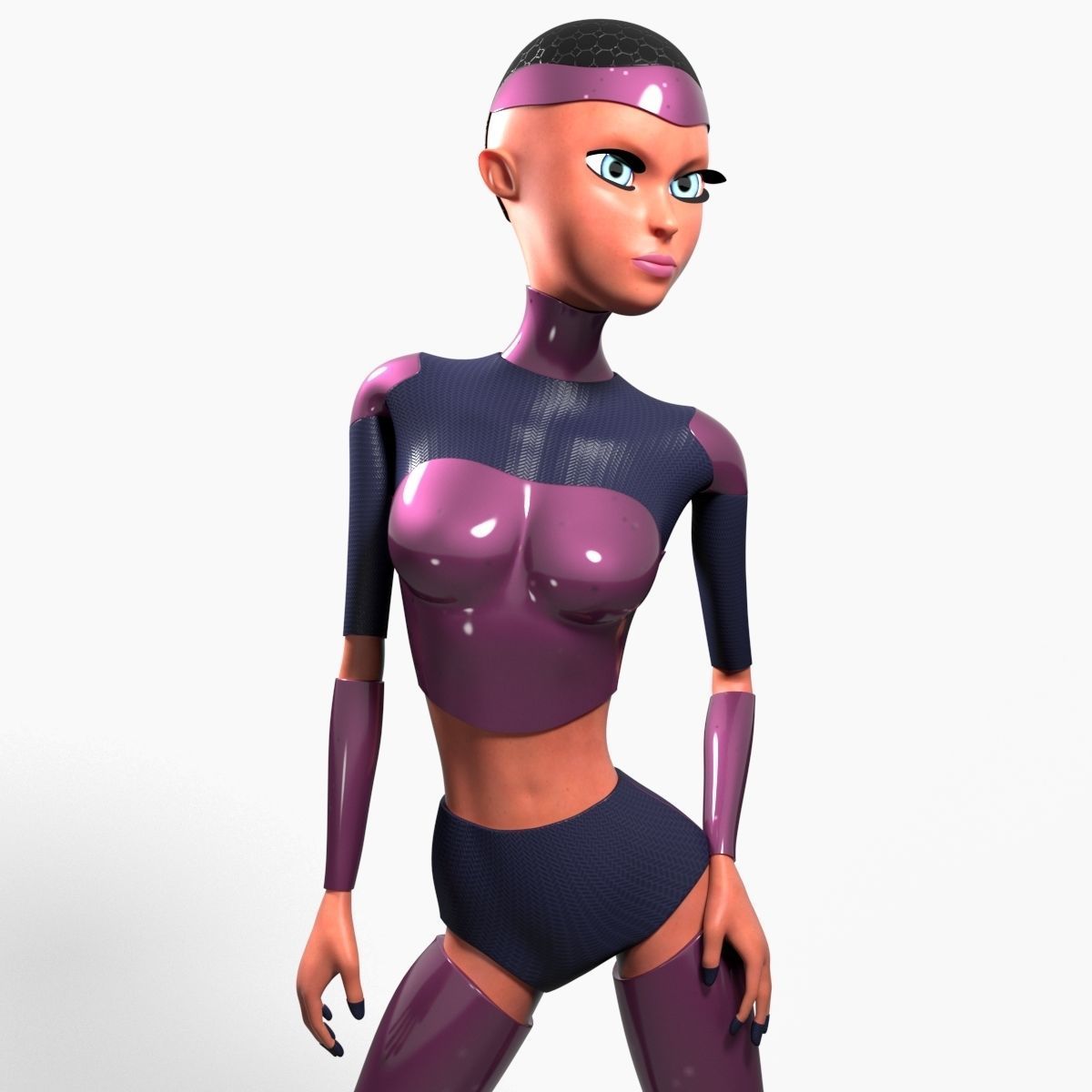 Sci-fi girl Rigged Low-poly 3D model_2