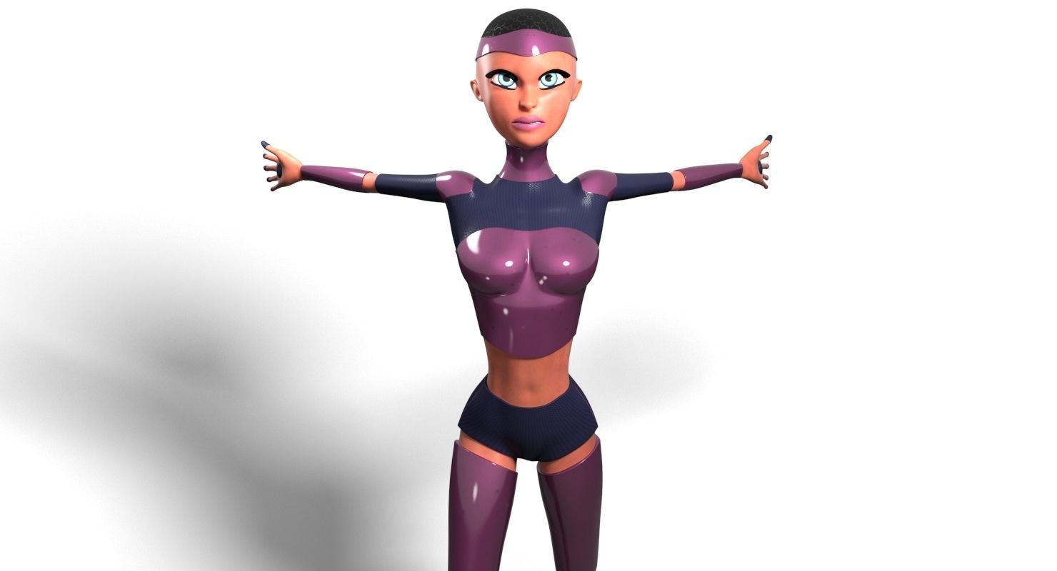 Sci-fi girl Rigged Low-poly 3D model_20