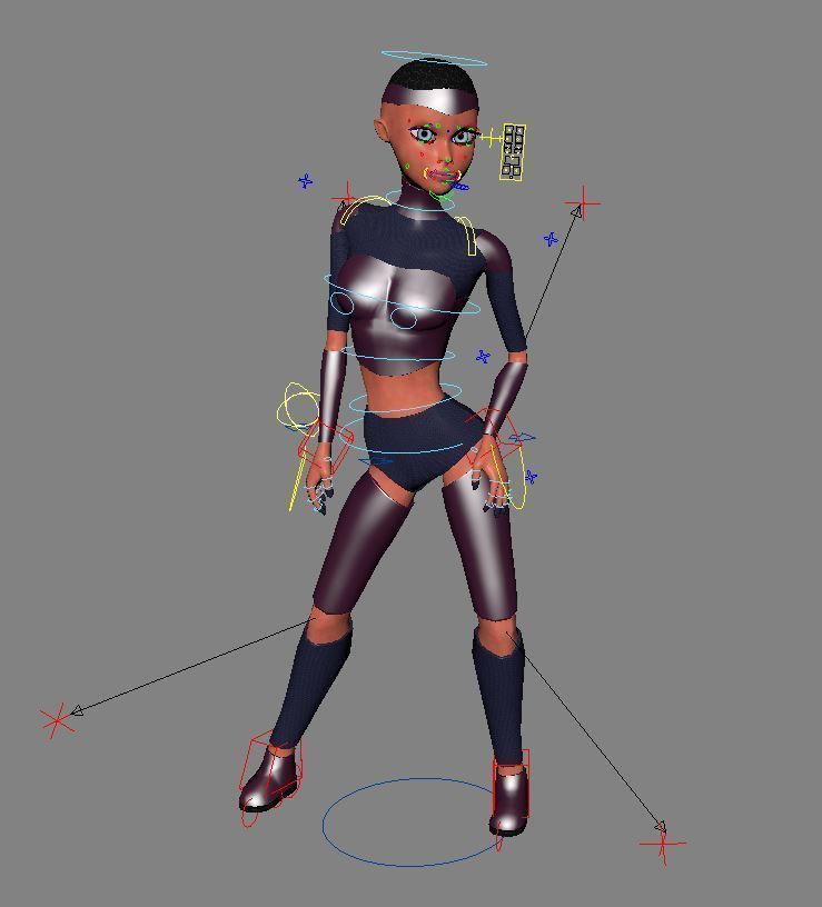 Sci-fi girl Rigged Low-poly 3D model_24