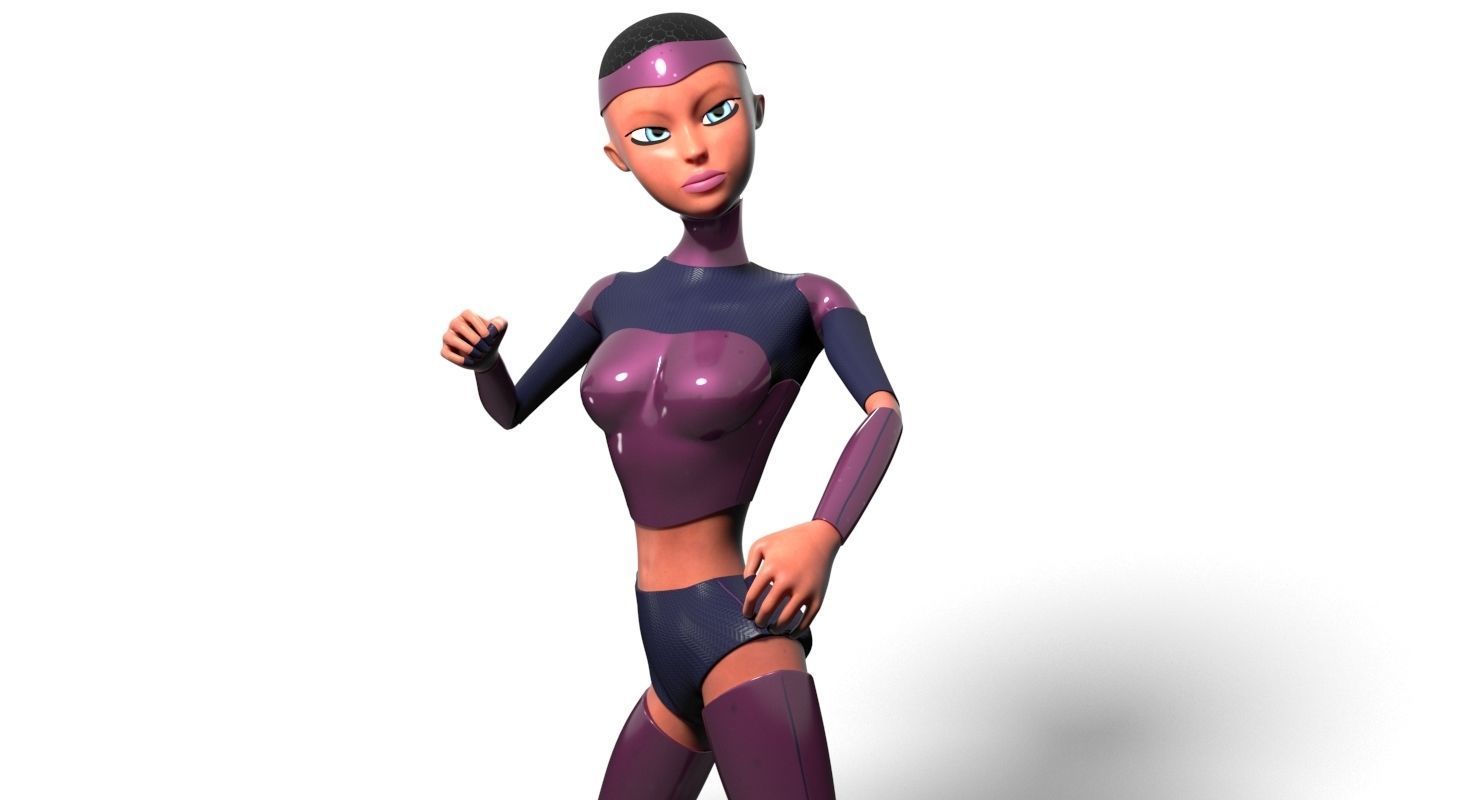 Sci-fi girl Rigged Low-poly 3D model_13
