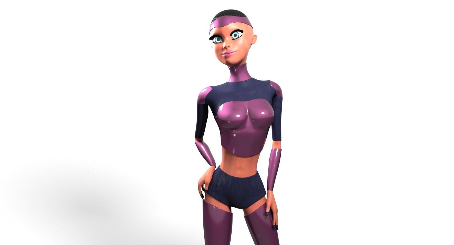 Sci-fi girl Rigged Low-poly 3D model_4
