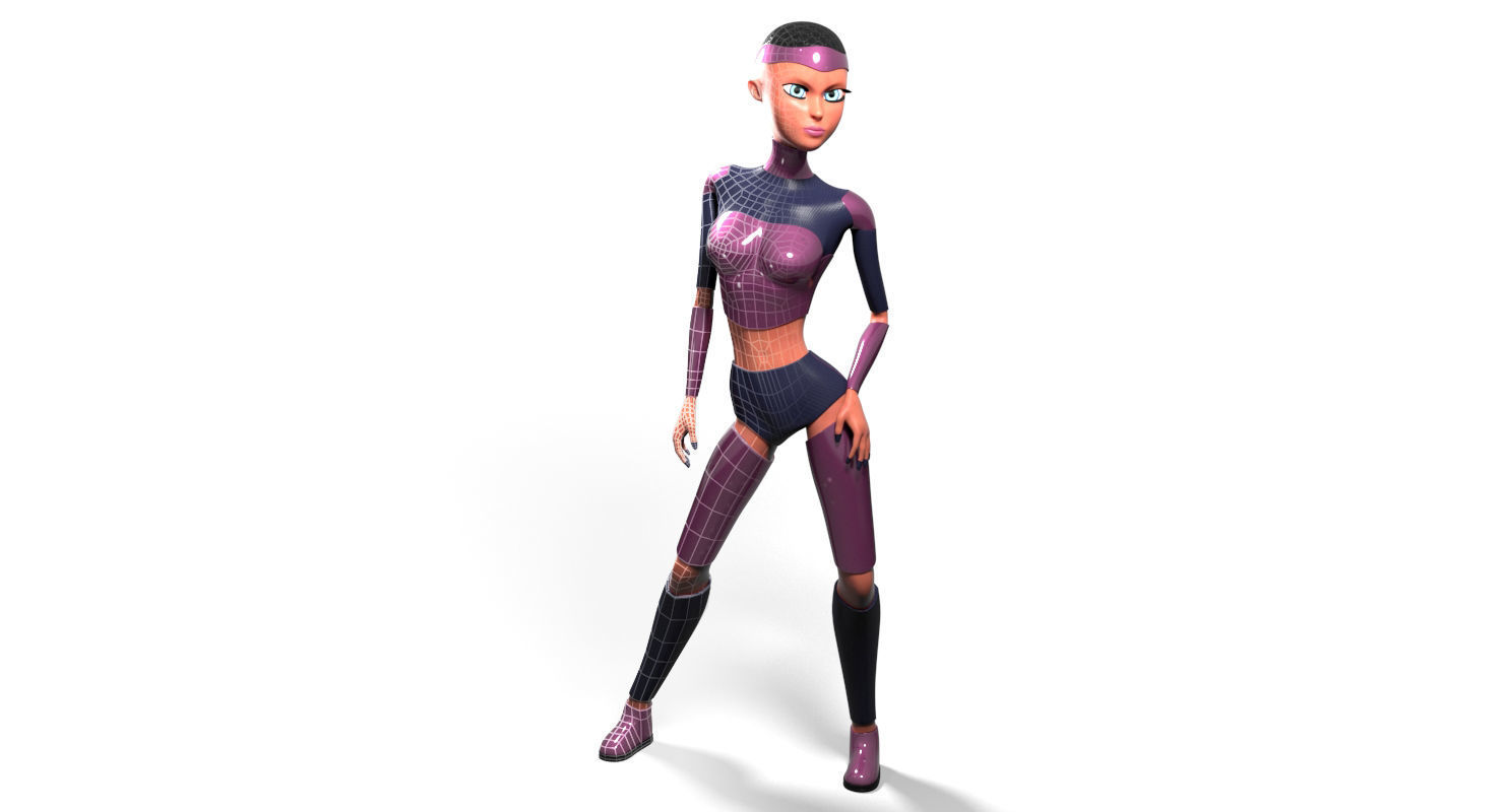 Sci-fi girl Rigged Low-poly 3D model_15