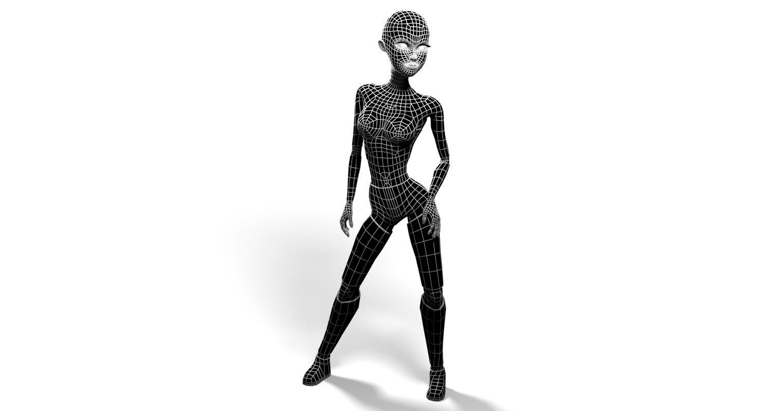 Sci-fi girl Rigged Low-poly 3D model_11