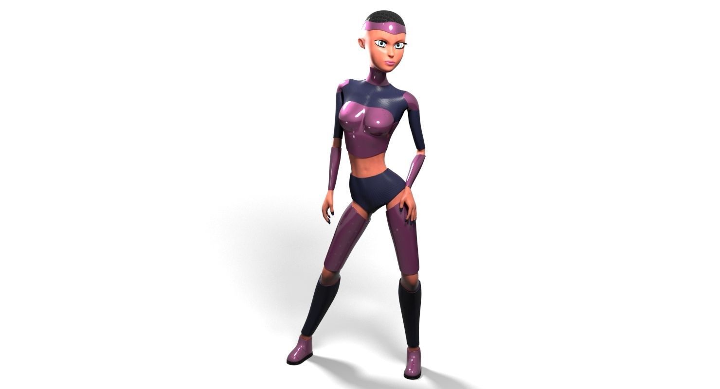 Sci-fi girl Rigged Low-poly 3D model_6
