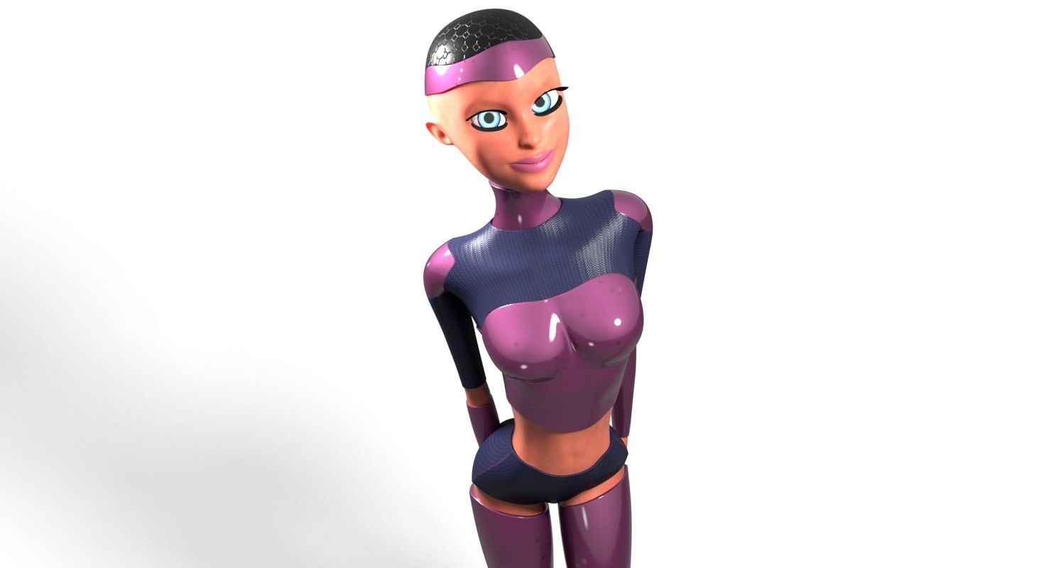 Sci-fi girl Rigged Low-poly 3D model_9