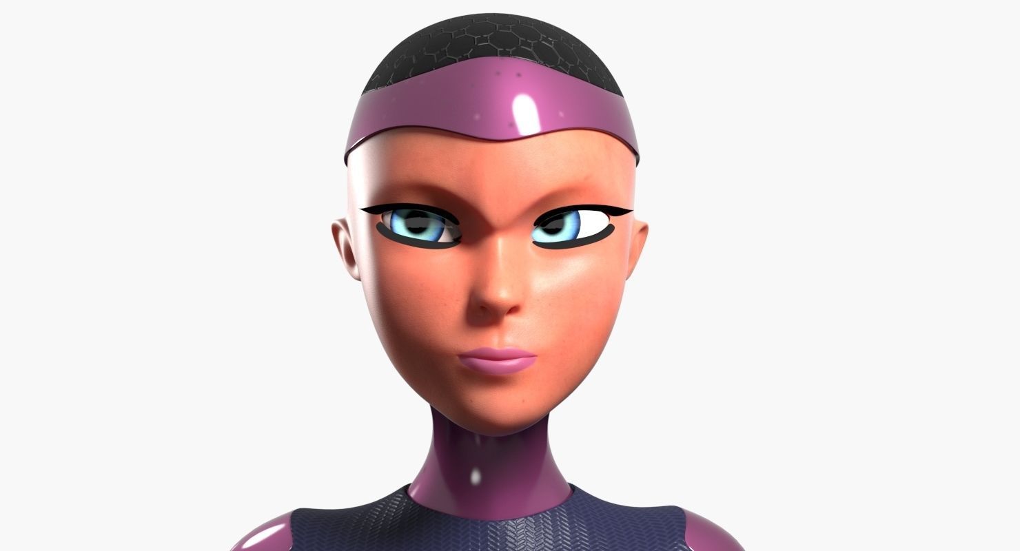 Sci-fi girl Rigged Low-poly 3D model_12