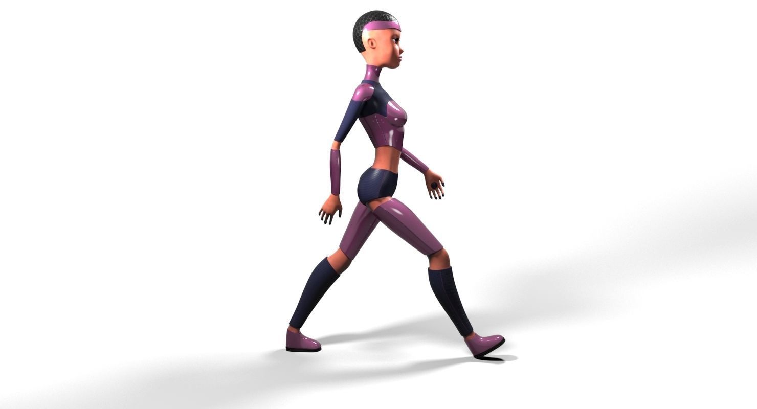 Sci-fi girl Rigged Low-poly 3D model_17
