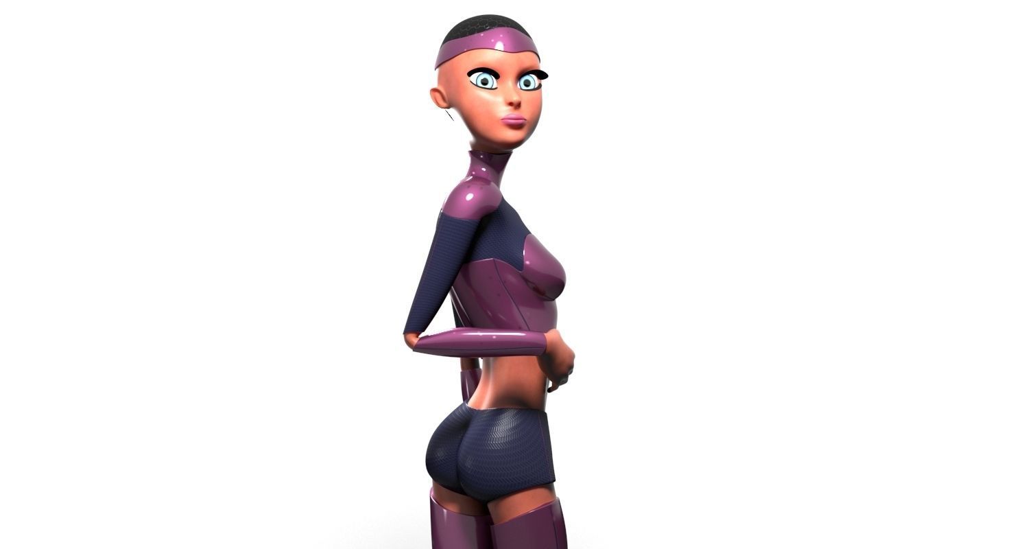 Sci-fi girl Rigged Low-poly 3D model_7