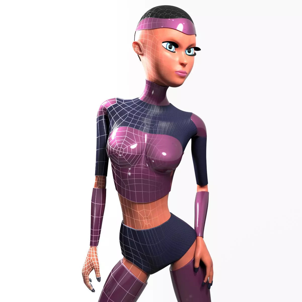 Sci-fi girl Rigged Low-poly 3D model_0