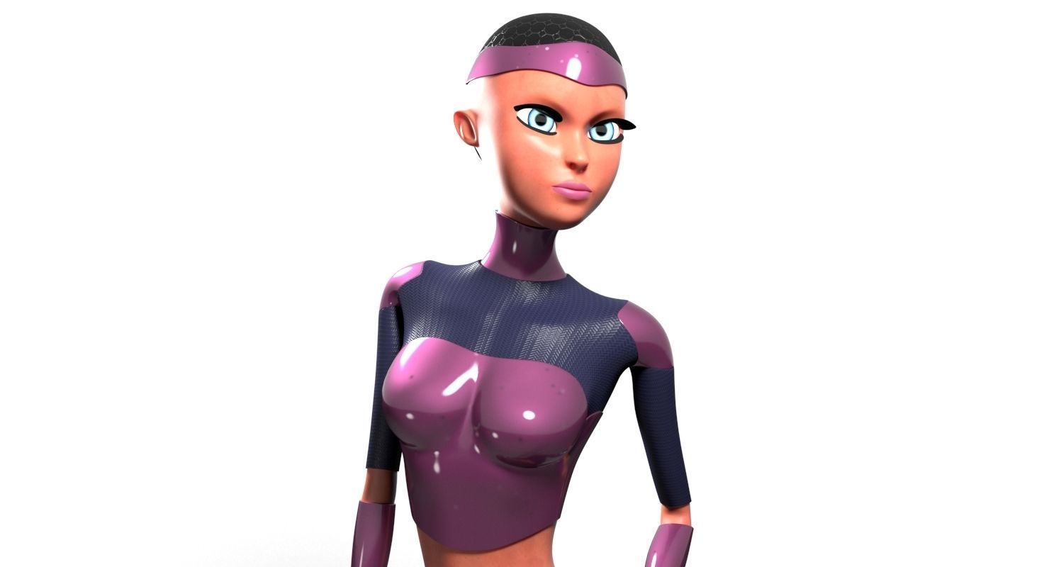Sci-fi girl Rigged Low-poly 3D model_3