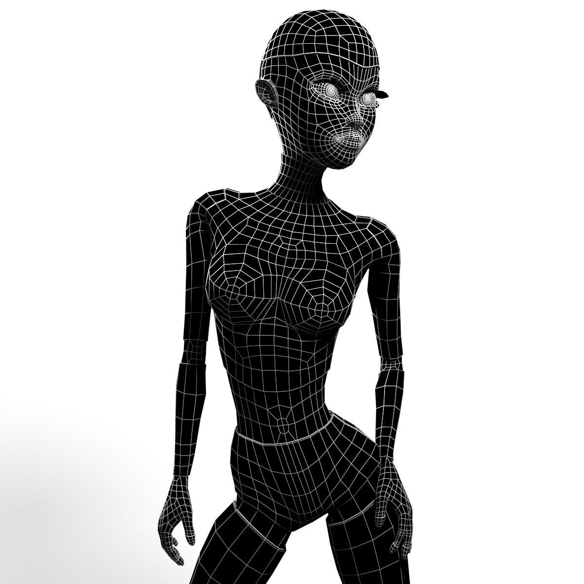 Sci-fi girl Rigged Low-poly 3D model_25