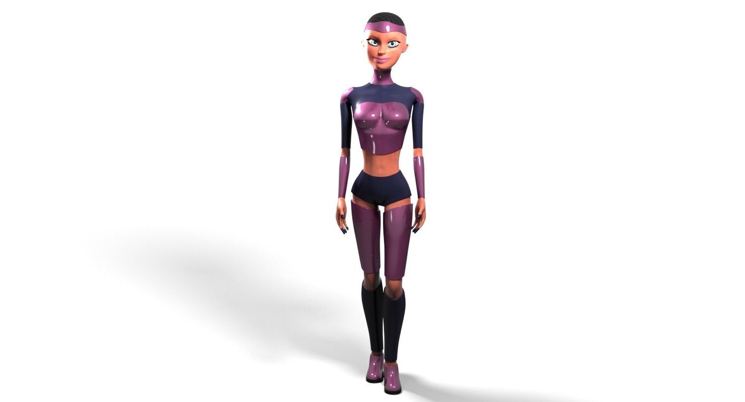Sci-fi girl Rigged Low-poly 3D model_16