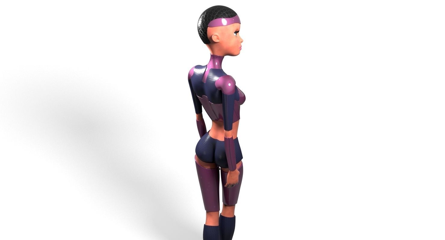 Sci-fi girl Rigged Low-poly 3D model_8