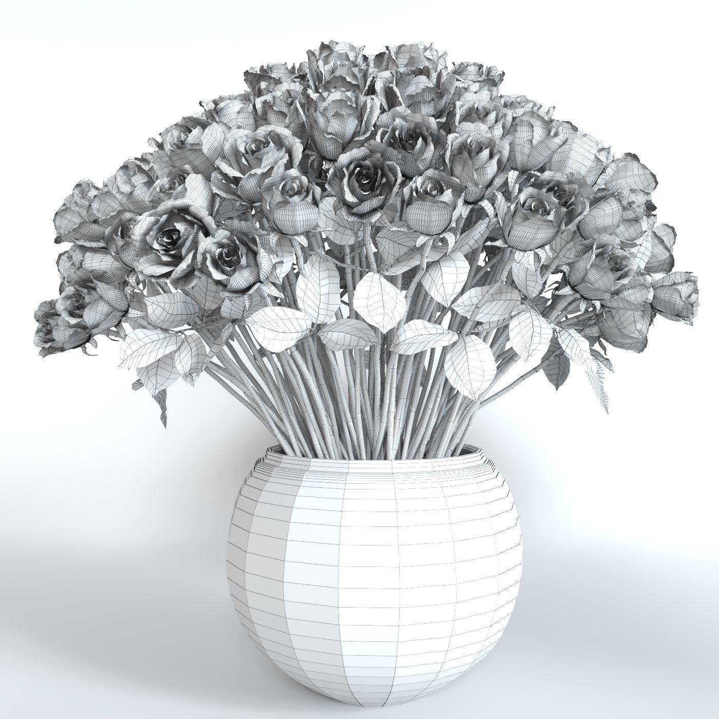 Bouquet of red roses 3D model_2