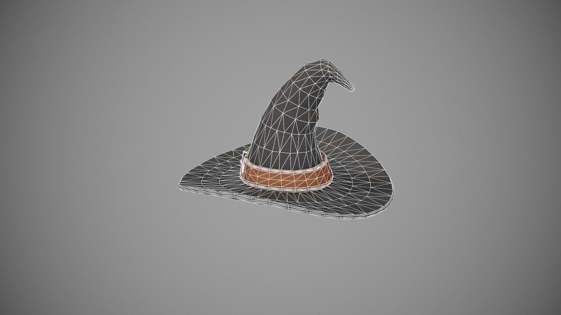 Witch Hat - Orange Strap Low-poly 3D model_12