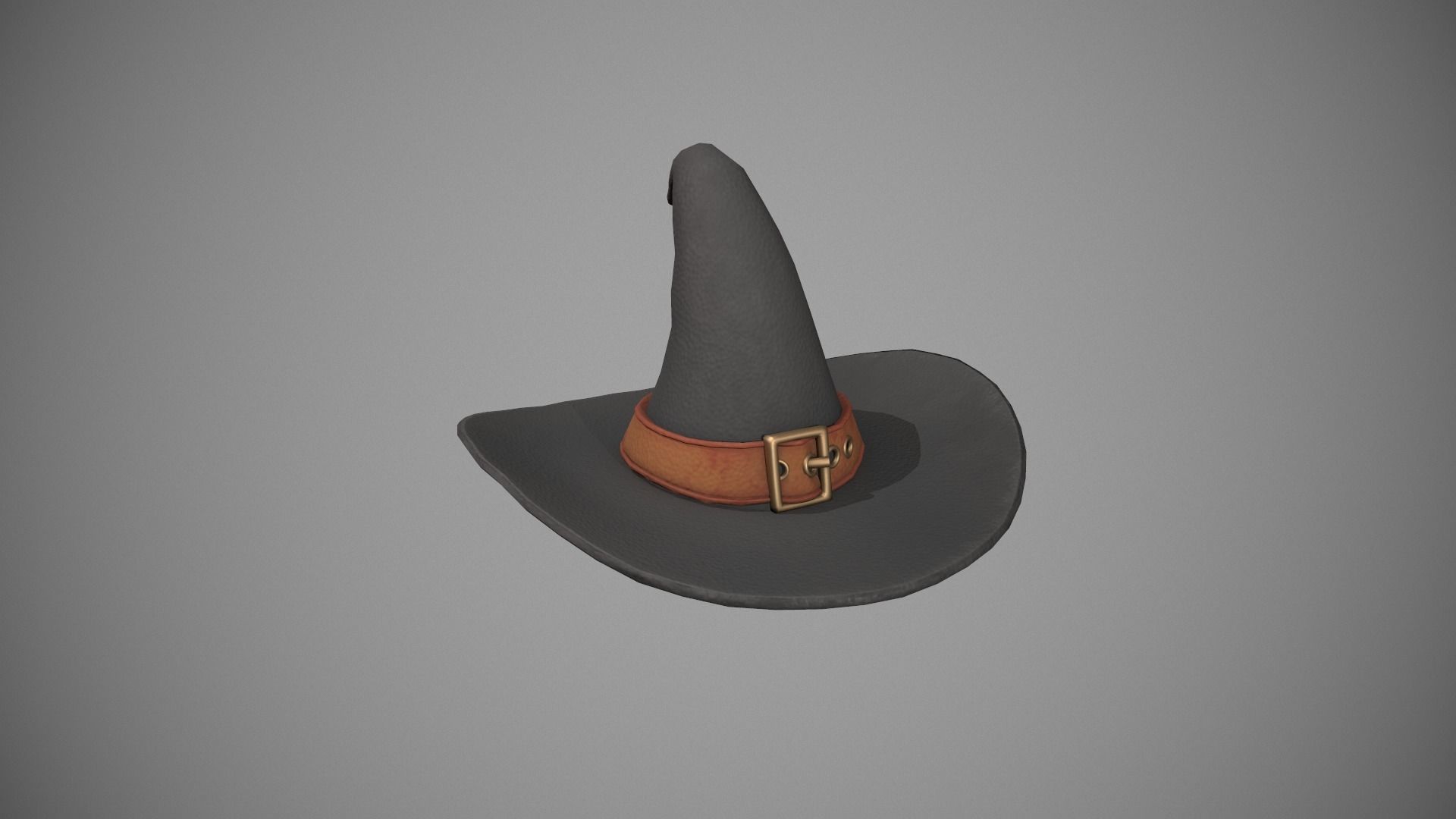 Witch Hat - Orange Strap Low-poly 3D model_7