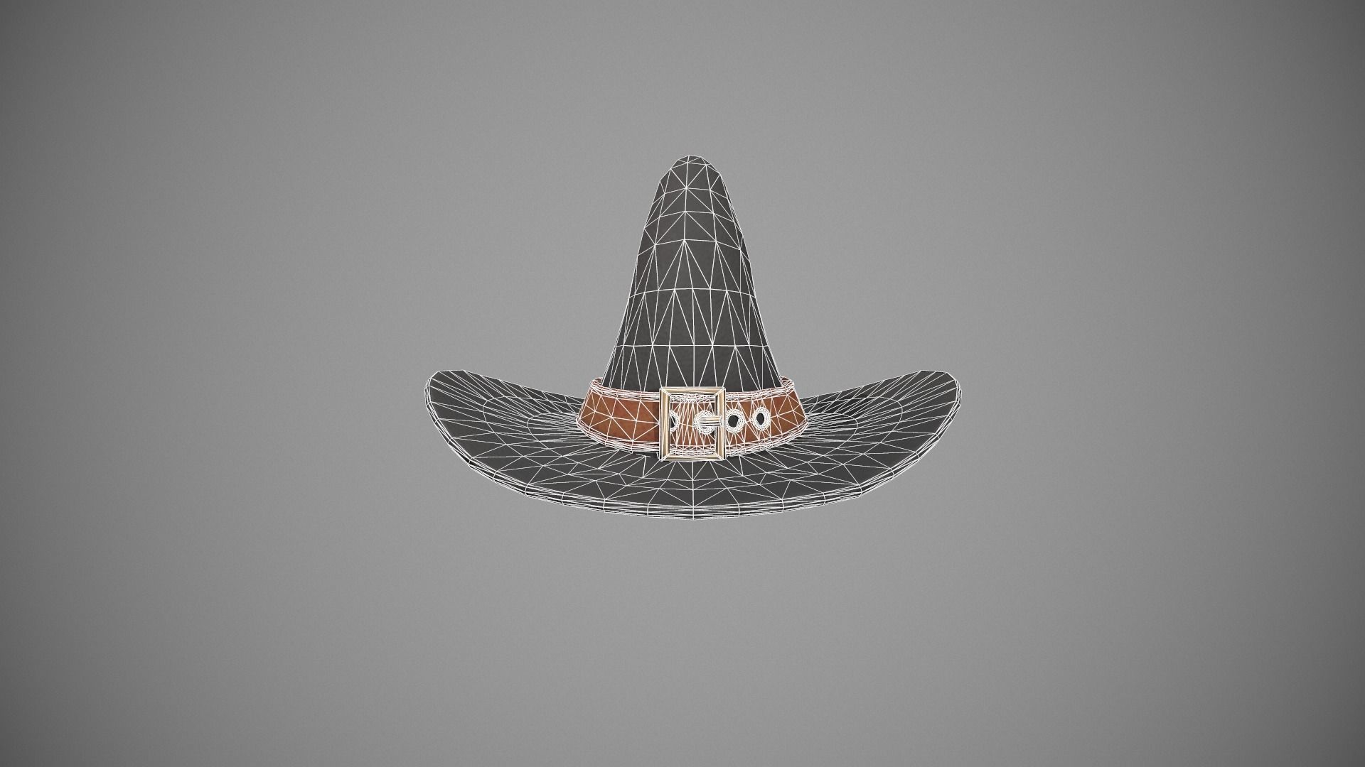 Witch Hat - Orange Strap Low-poly 3D model_19