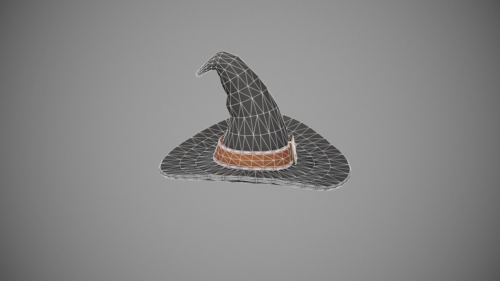 Witch Hat - Orange Strap Low-poly 3D model_15