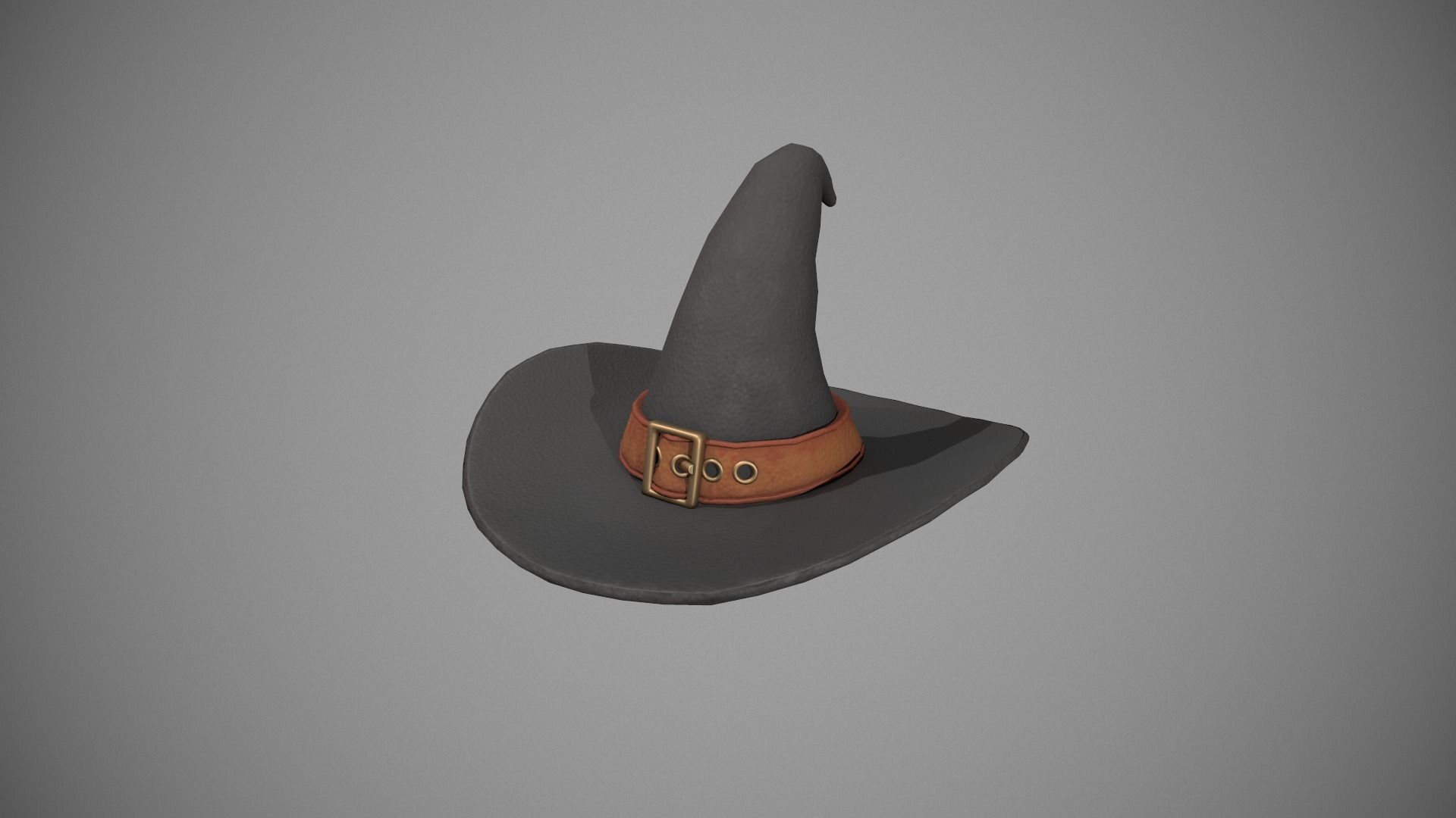 Witch Hat - Orange Strap Low-poly 3D model_9