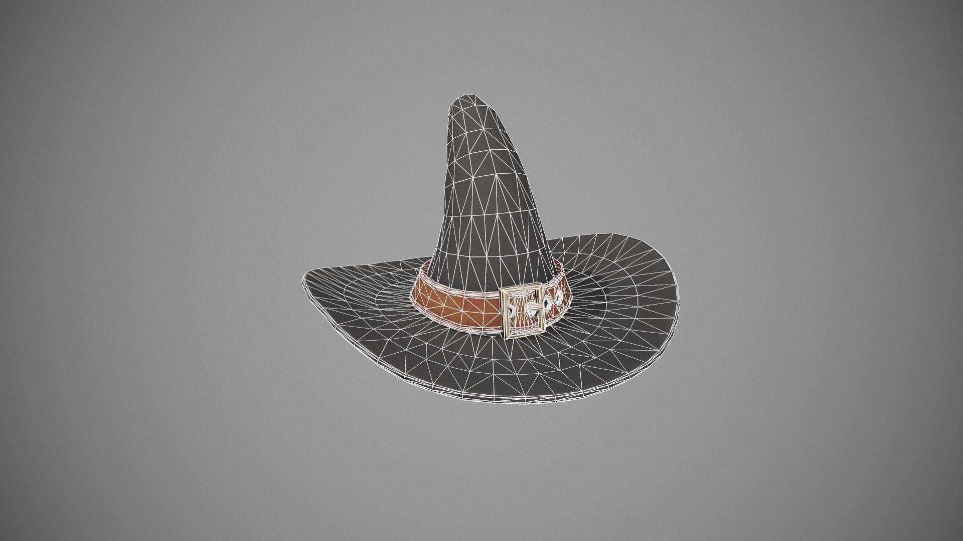 Witch Hat - Orange Strap Low-poly 3D model_16