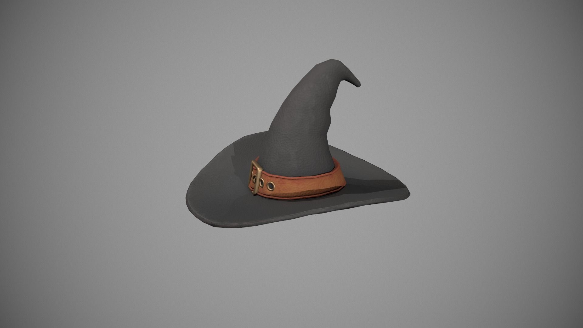 Witch Hat - Orange Strap Low-poly 3D model_1