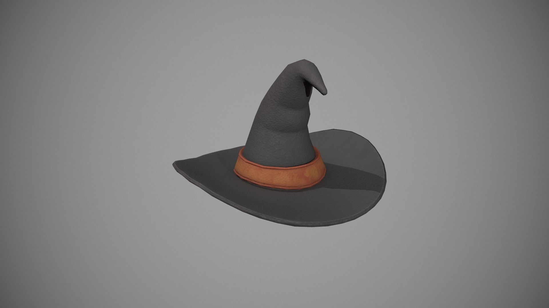 Witch Hat - Orange Strap Low-poly 3D model_3