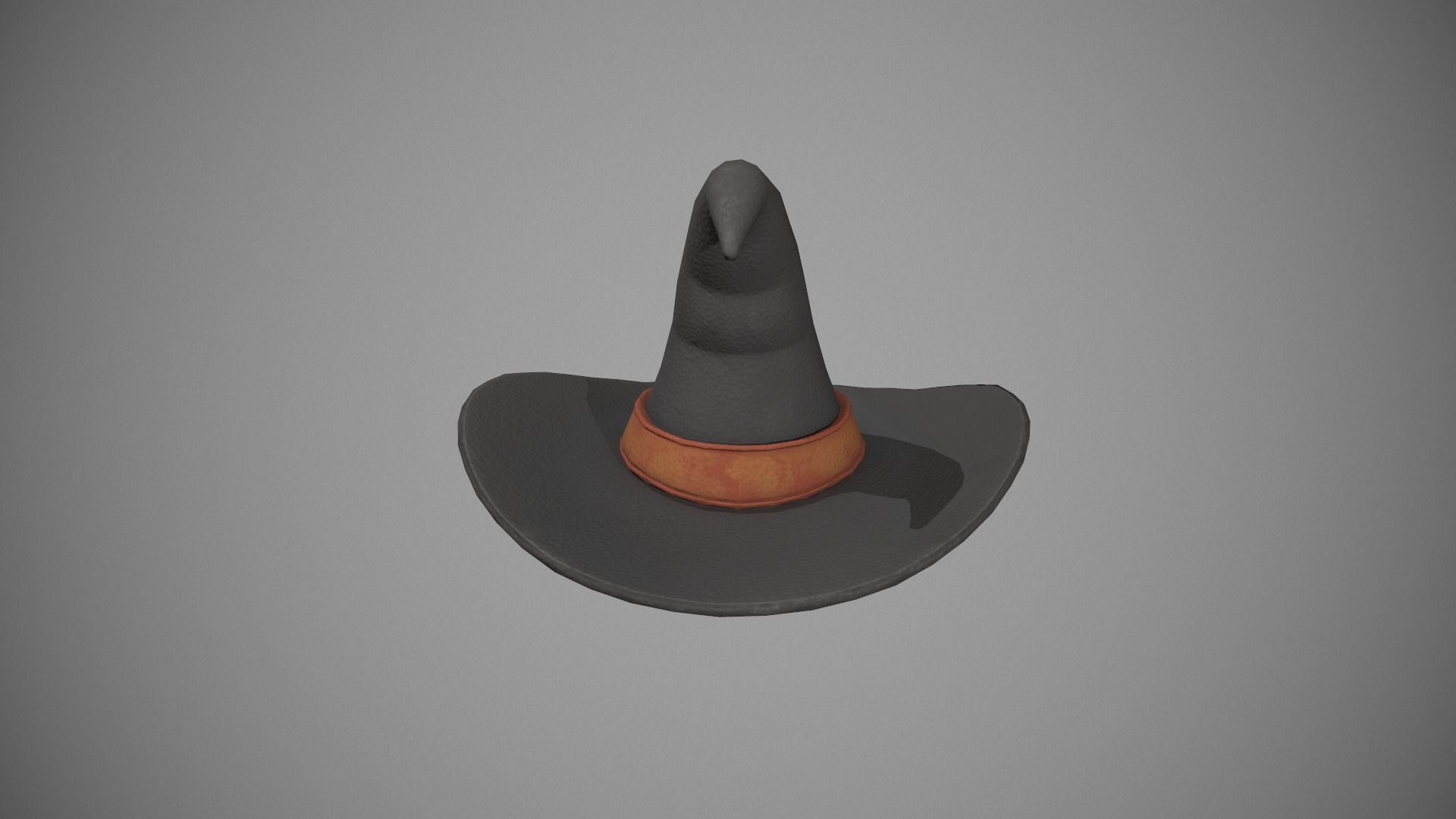Witch Hat - Orange Strap Low-poly 3D model_4