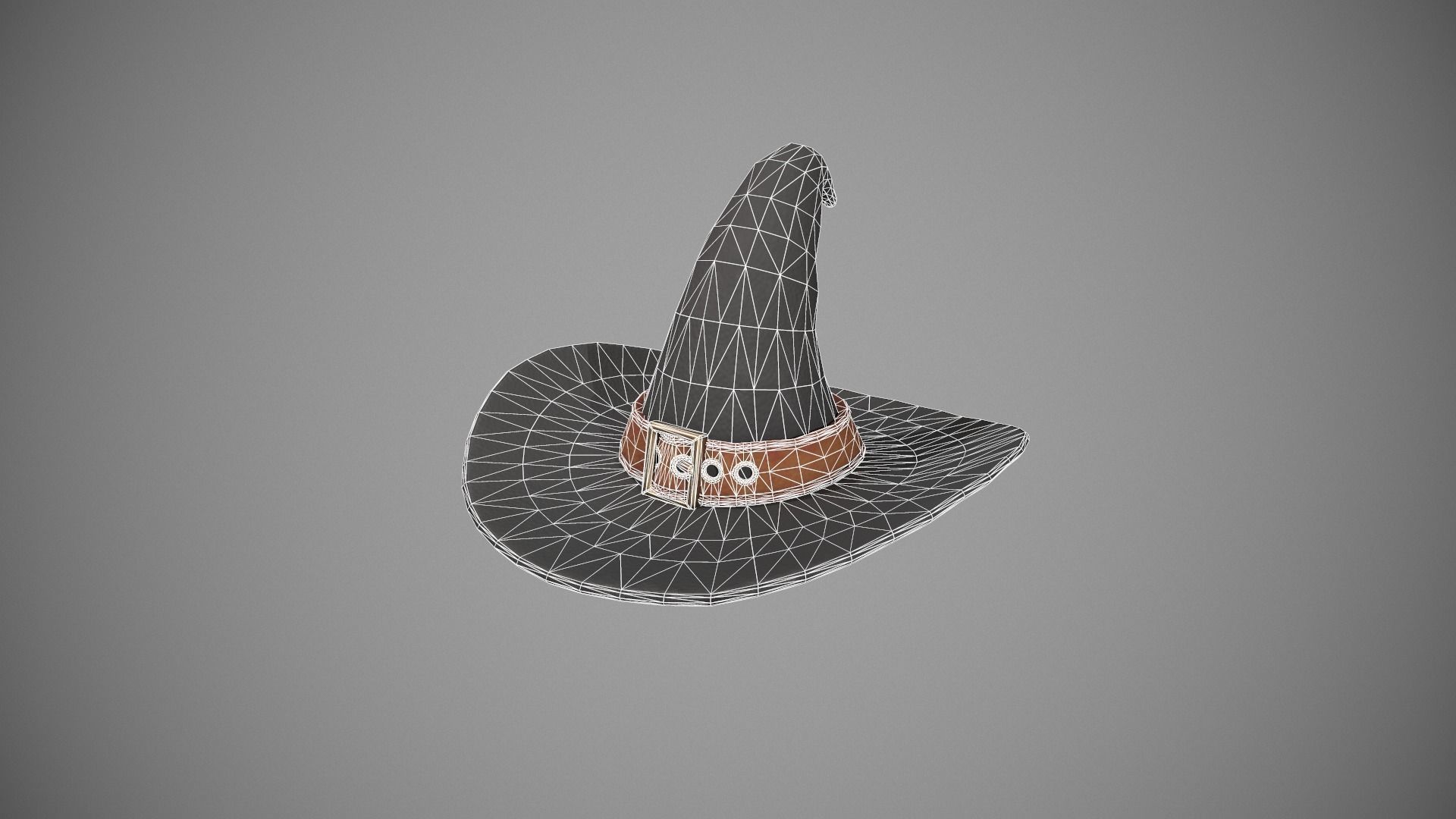 Witch Hat - Orange Strap Low-poly 3D model_10