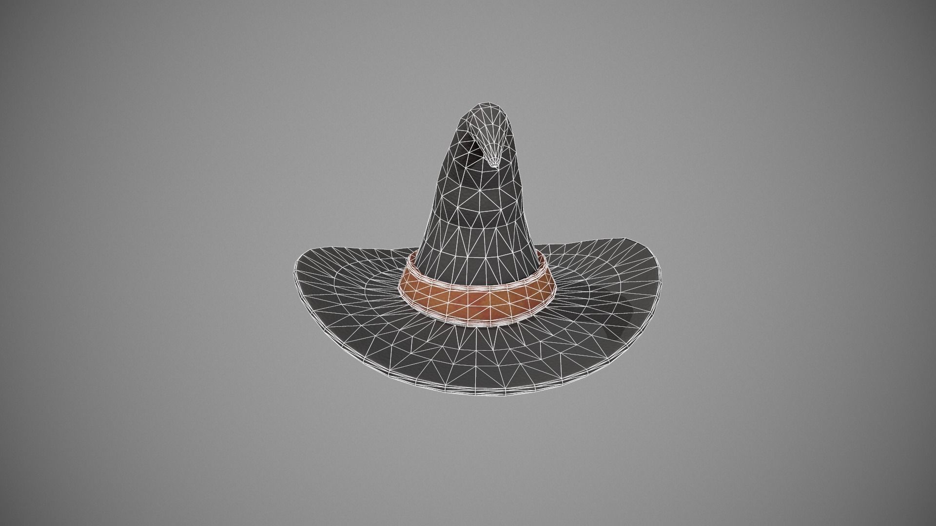 Witch Hat - Orange Strap Low-poly 3D model_13