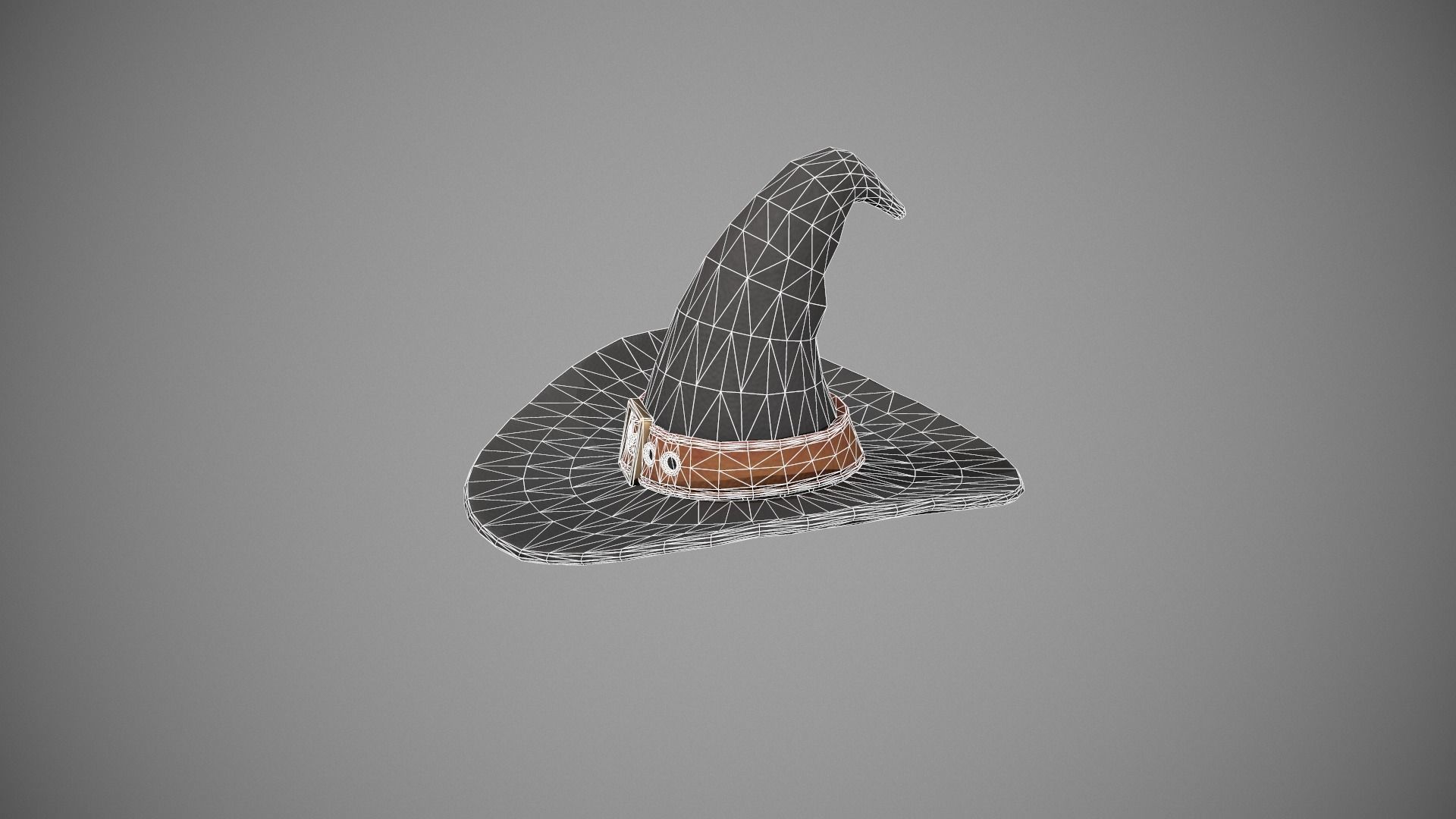 Witch Hat - Orange Strap Low-poly 3D model_11