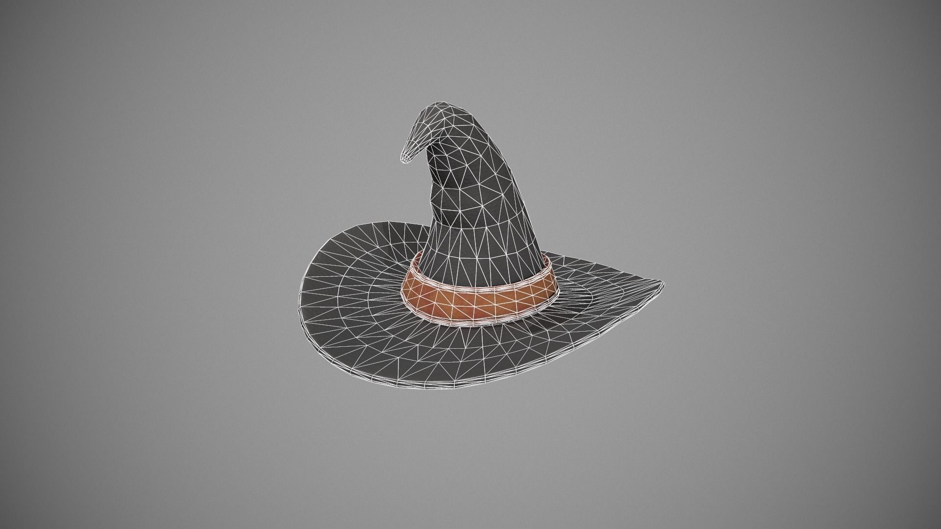 Witch Hat - Orange Strap Low-poly 3D model_14