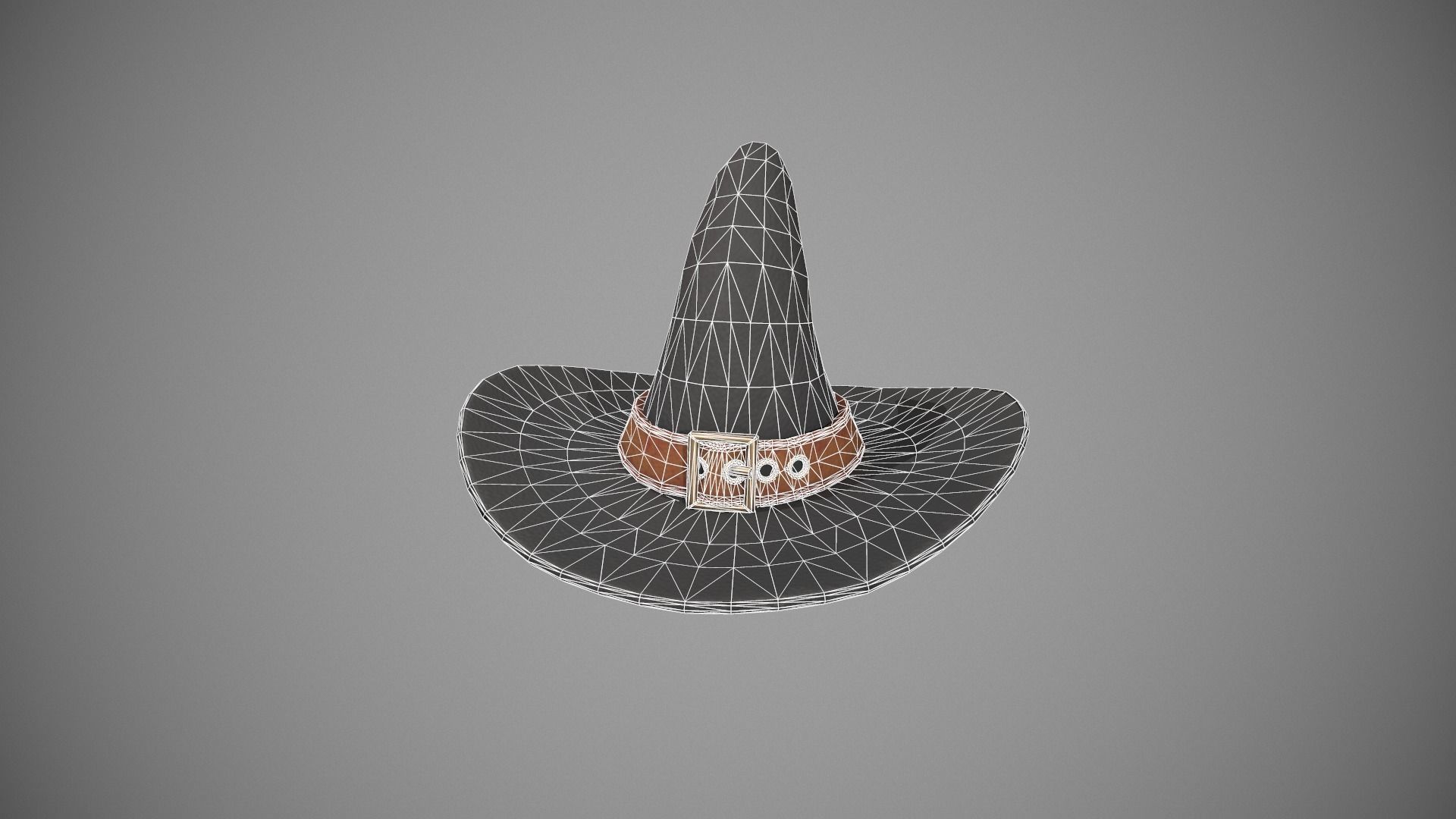 Witch Hat - Orange Strap Low-poly 3D model_17