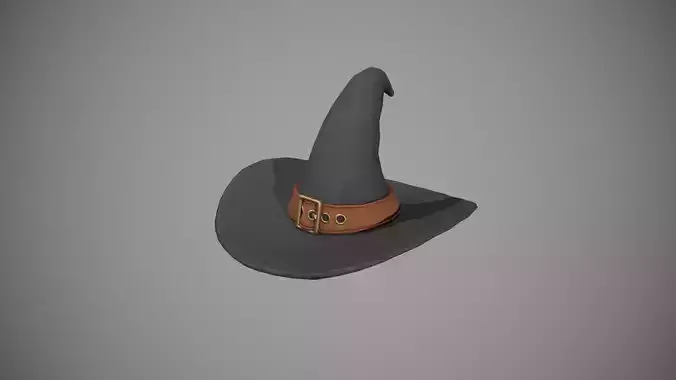 Witch Hat - Orange Strap Low-poly 3D model Witch Hat - Orange Strap Low-poly 3D model