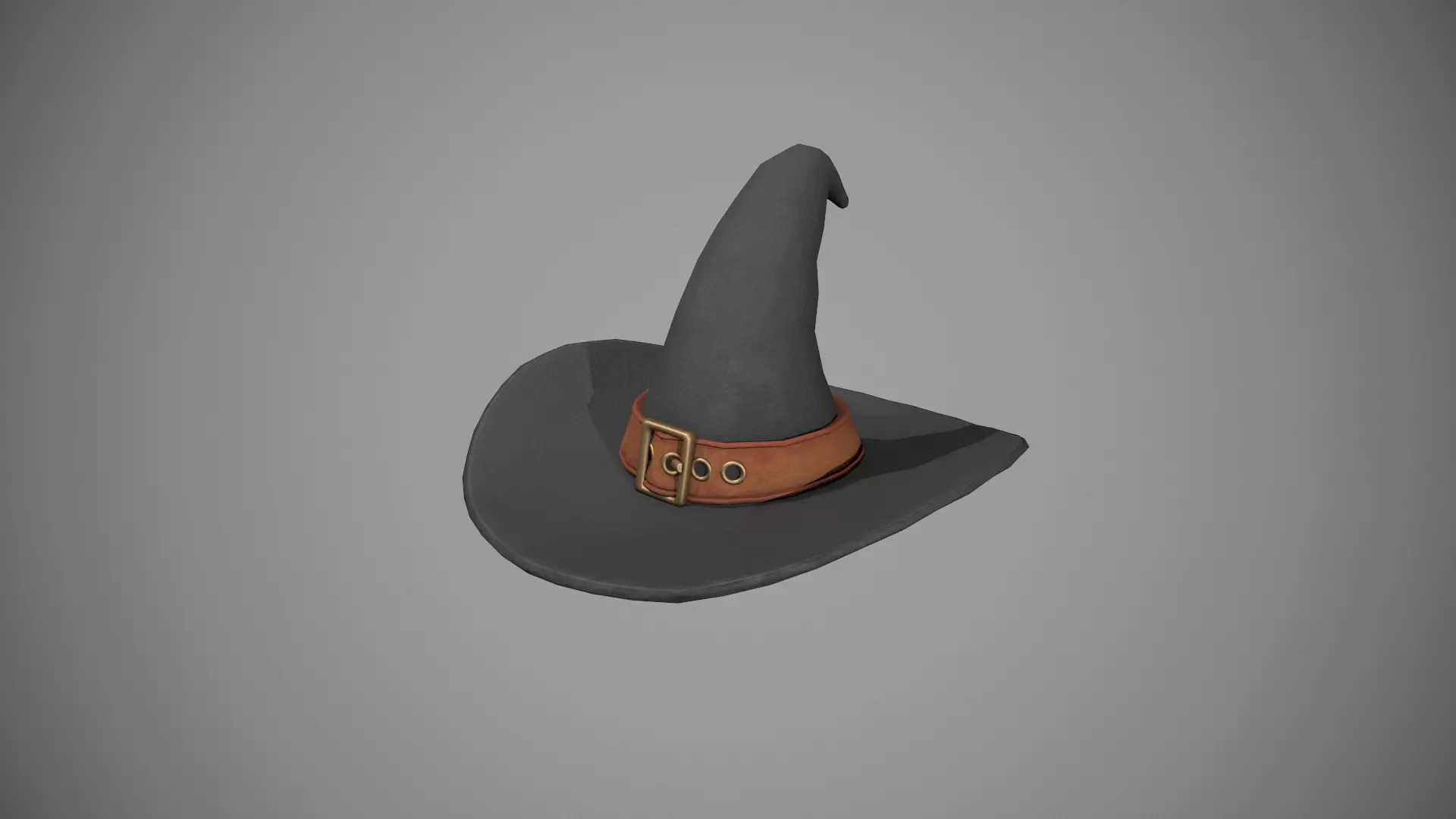 Witch Hat - Orange Strap Low-poly 3D model_0