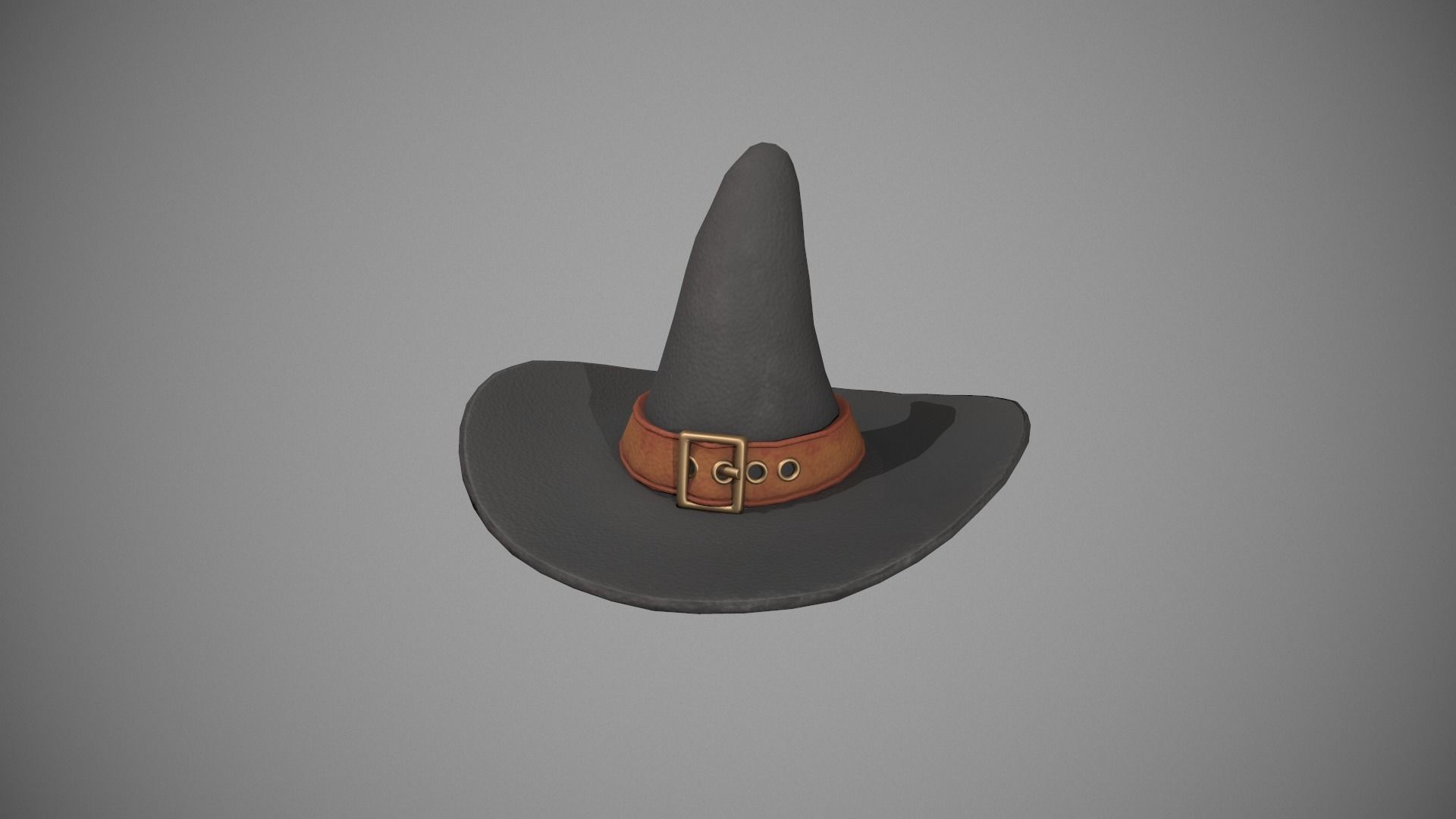 Witch Hat - Orange Strap Low-poly 3D model_8