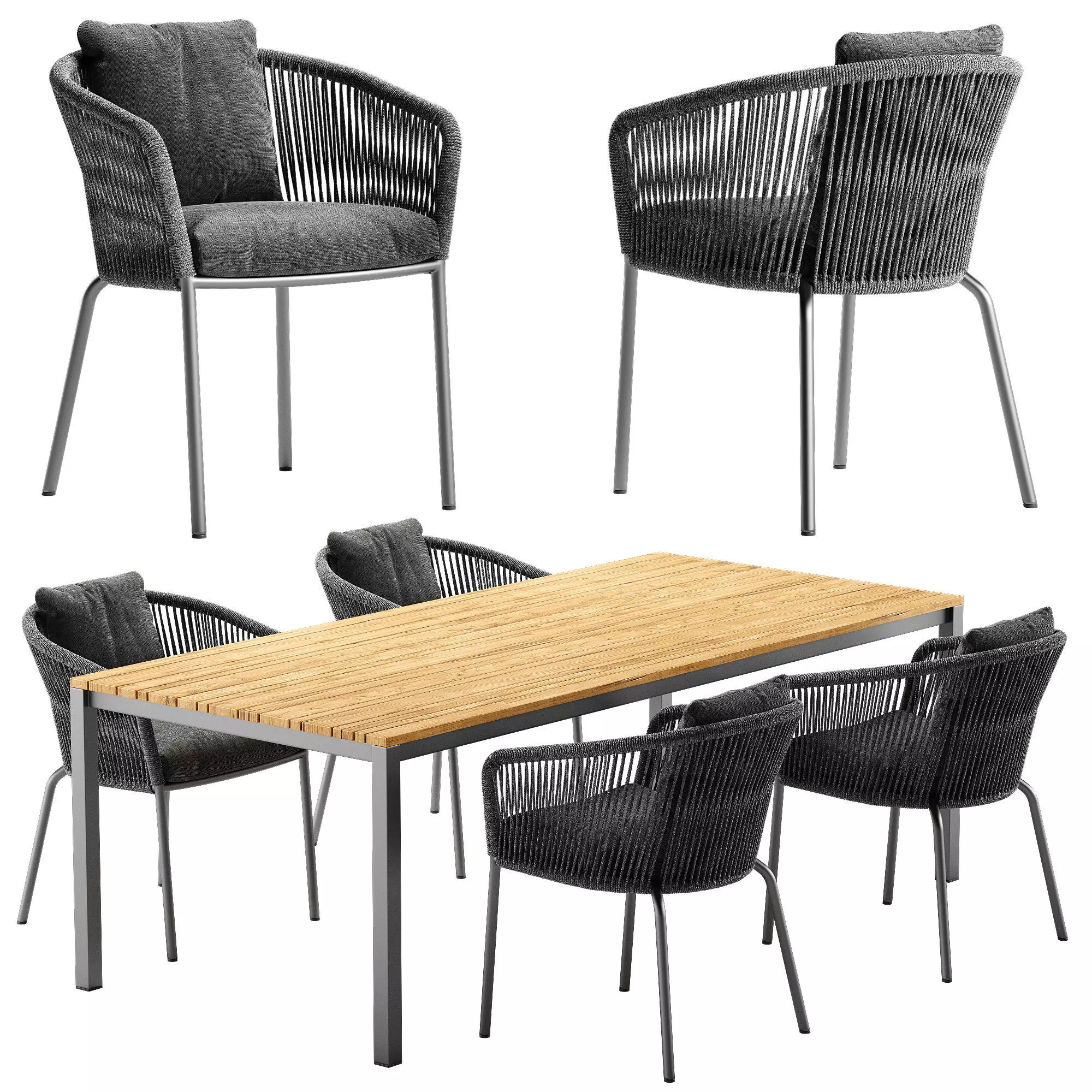 Solpuri Loop chair Classic Alu table set 3D model_0