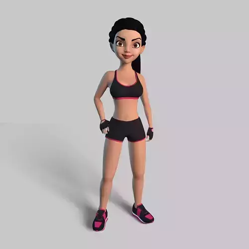 Sports Girl Cartoon 3D Character Model 