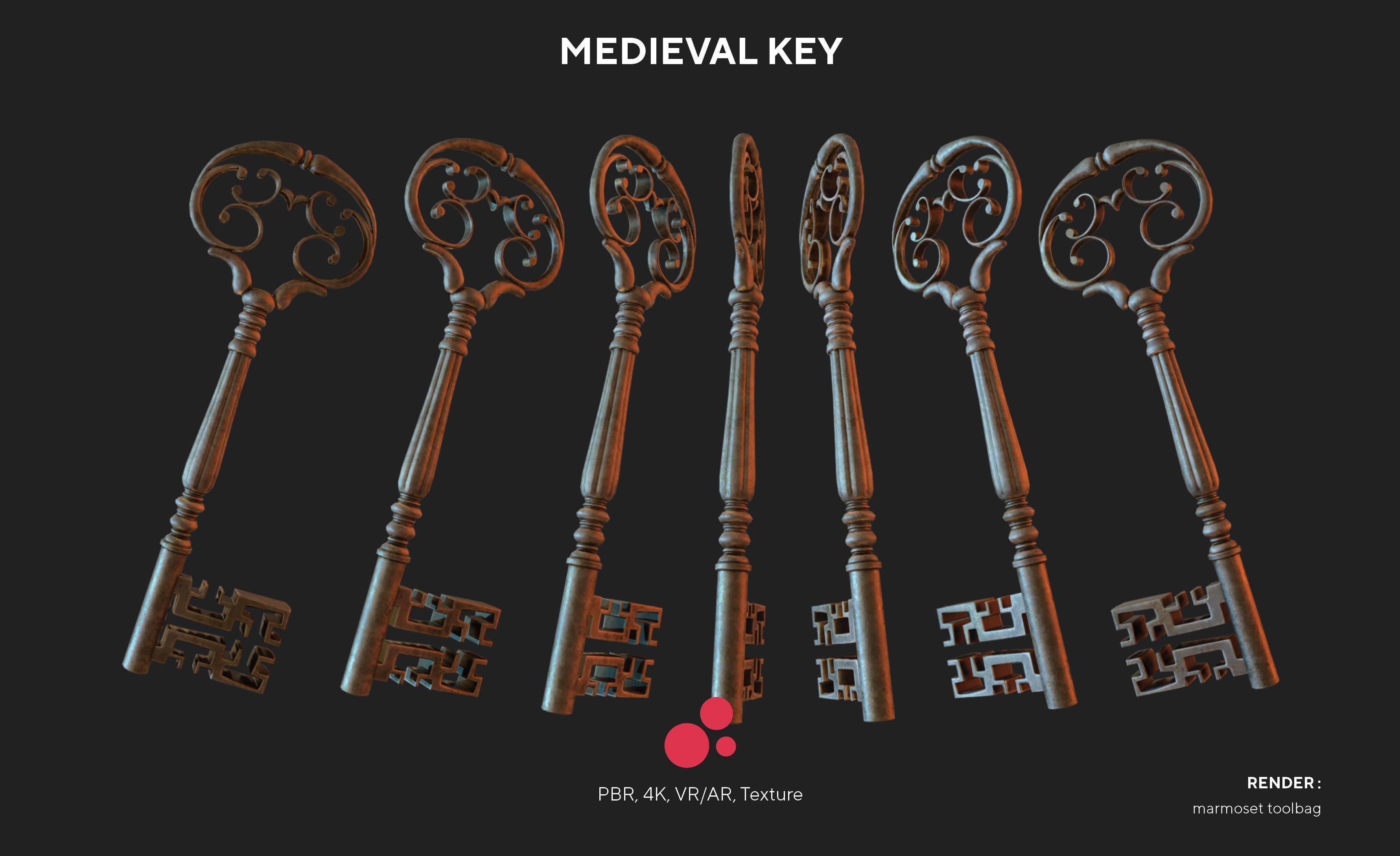 Medieval Keys Set 04 AR low-poly 3D model Low-poly 3D model_3
