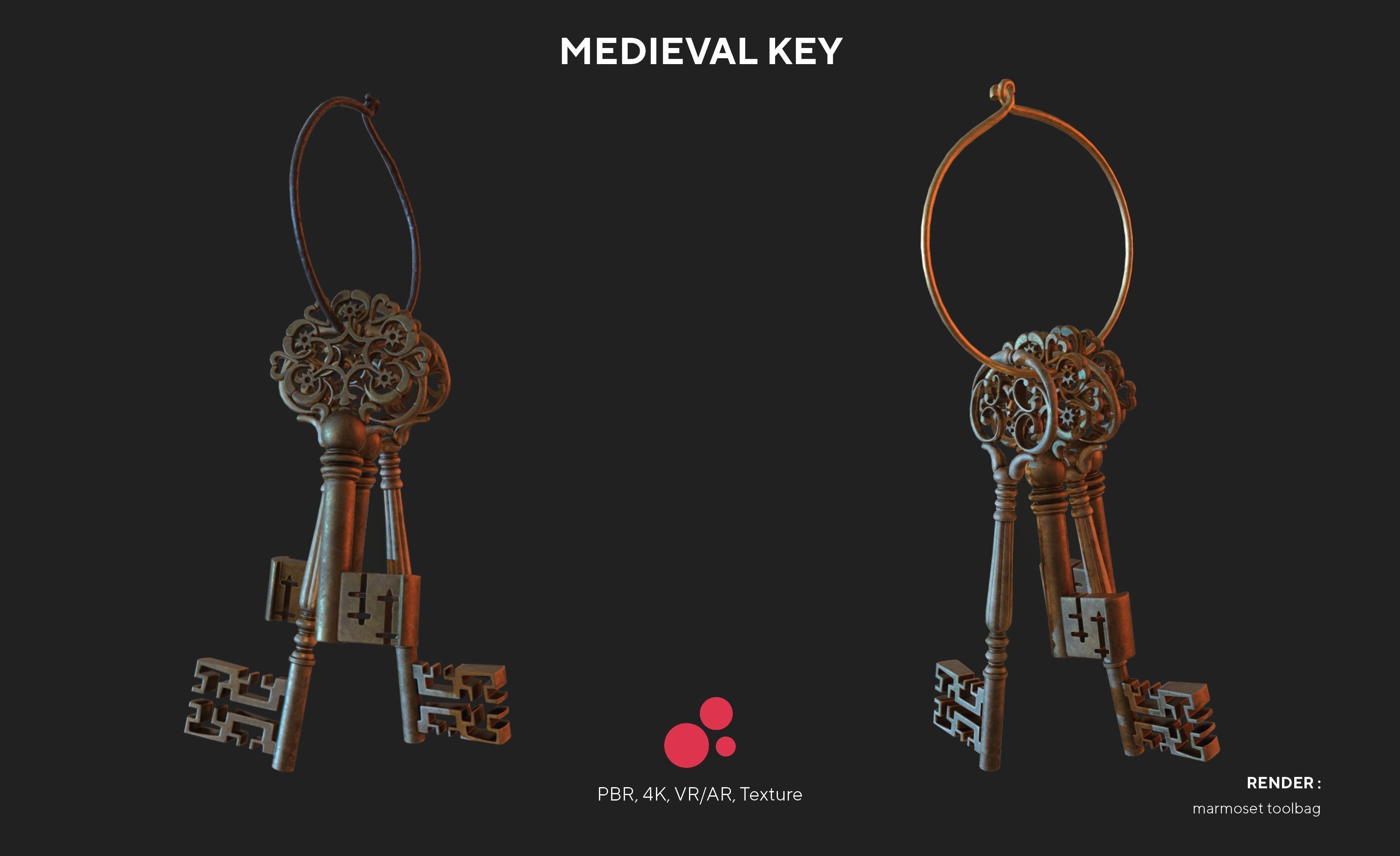 Medieval Keys Set 04 AR low-poly 3D model Low-poly 3D model_4