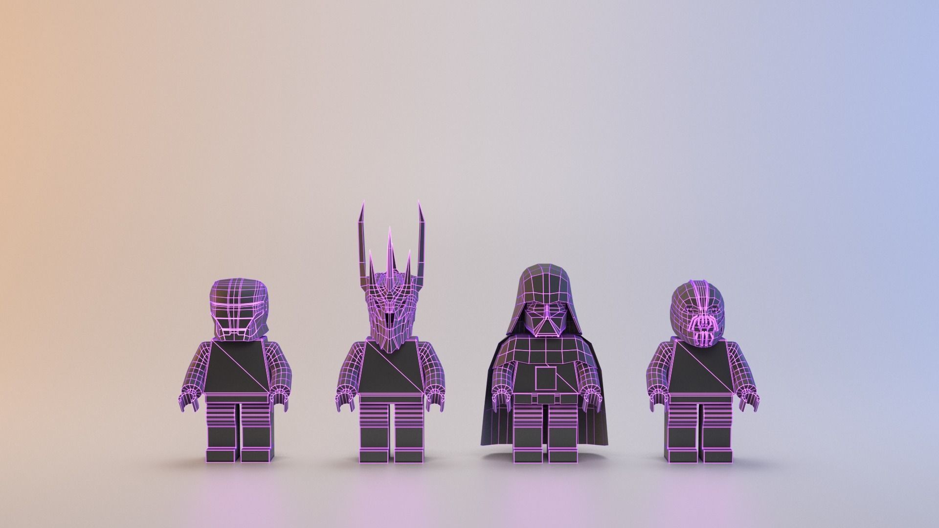 Toy black characters Low-poly 3D model_1