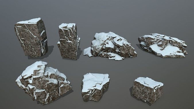 snow rocks Low-poly 3D model
