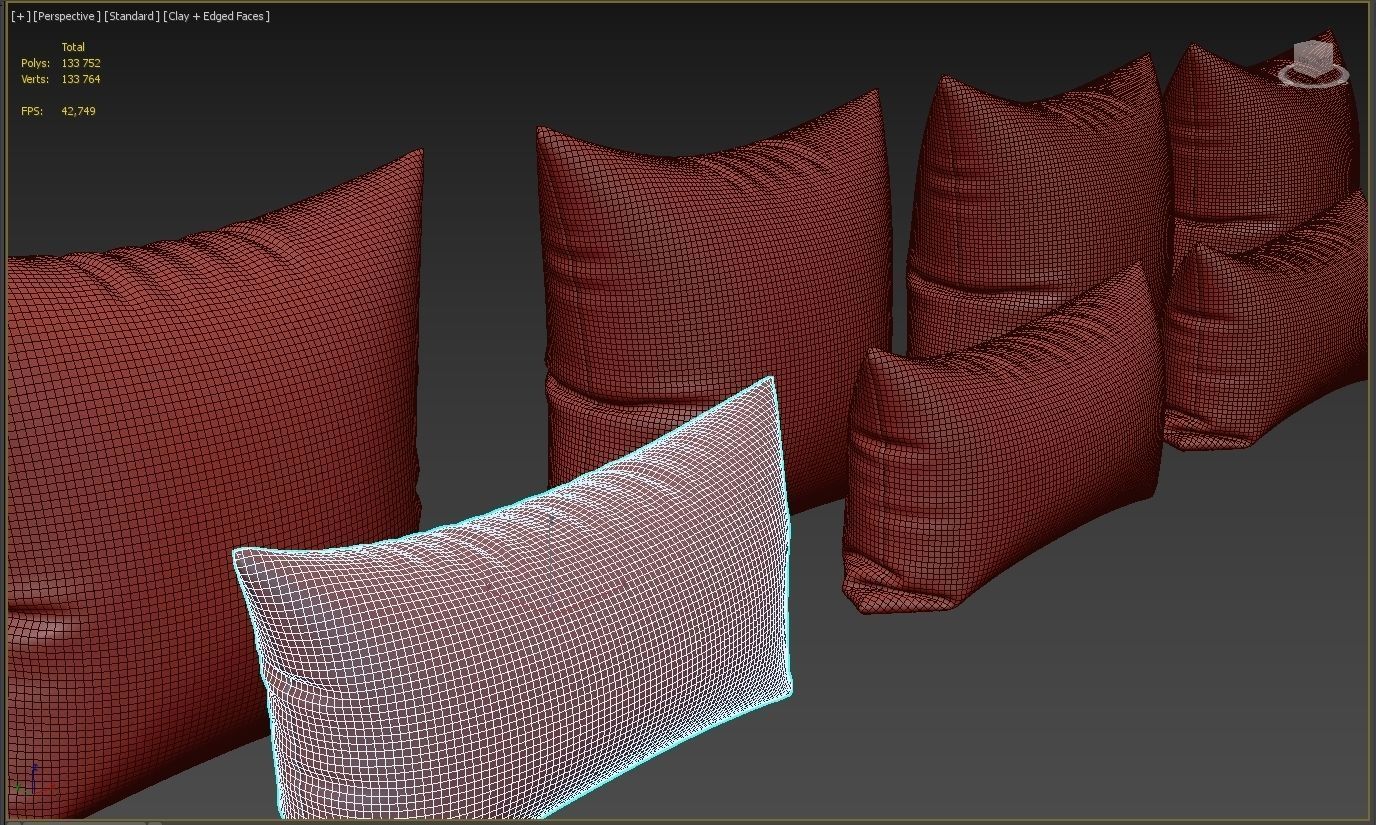 Decorative pillows set 044 3D model_13