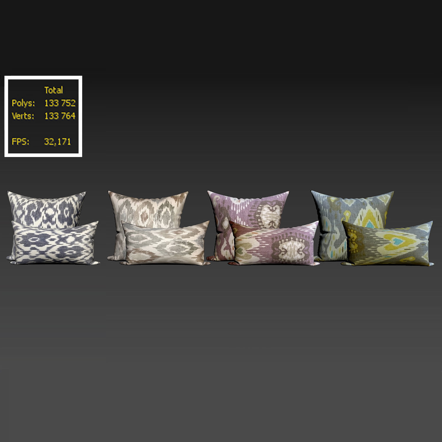 Decorative pillows set 045 3D model_4
