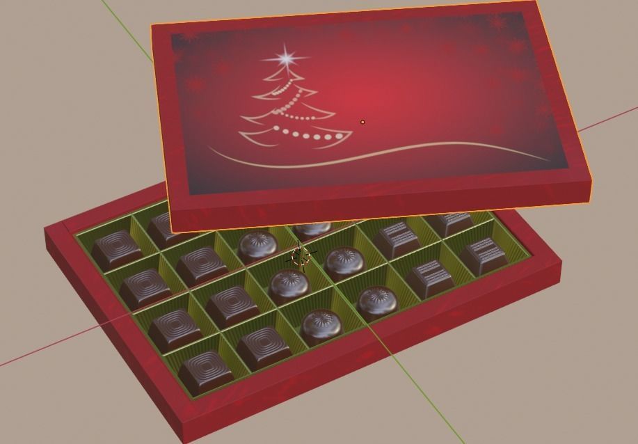 Chocolate christmas chocolates in box 3D model_12